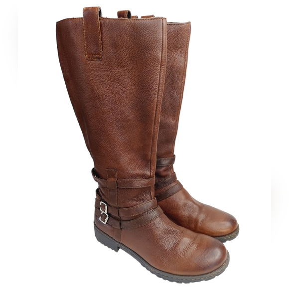 boc Shoes Boc Brown Leather Riding Tall Boots Chunky Heel Rugged
